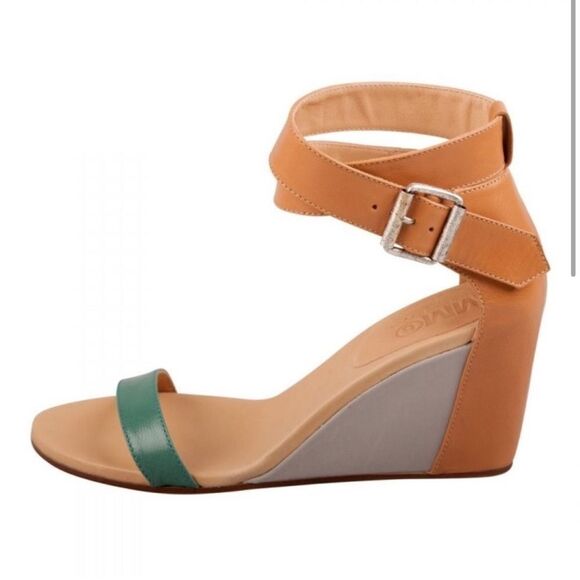 Maison Martin Margiela Tan and Green Wedge Sandals 38.5/8.5US - Picture 3 of 15
